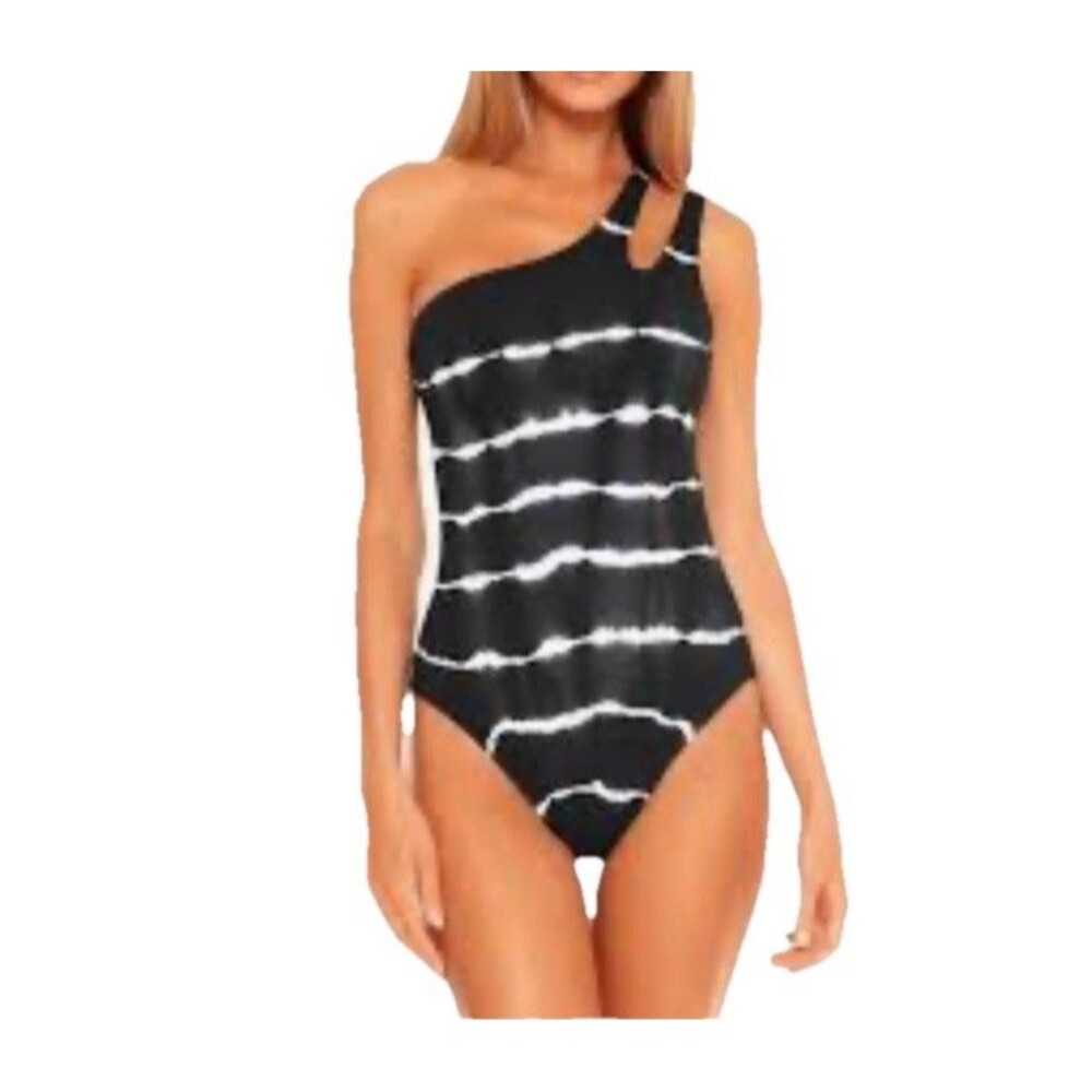 Becca by Rebecca Virtue Black White Tie Dye One Piece Swimsuit Size Medium